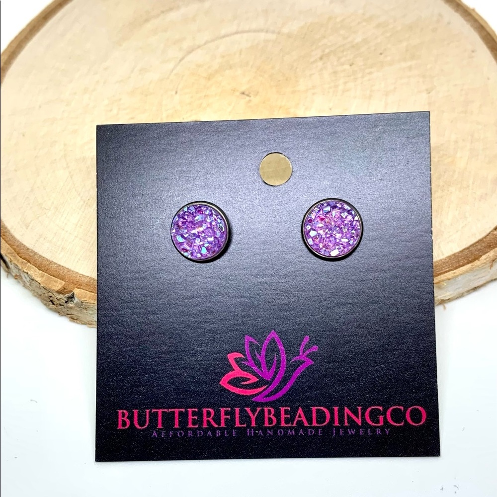 Stainless steel resin earrings - Picture 4 of 7